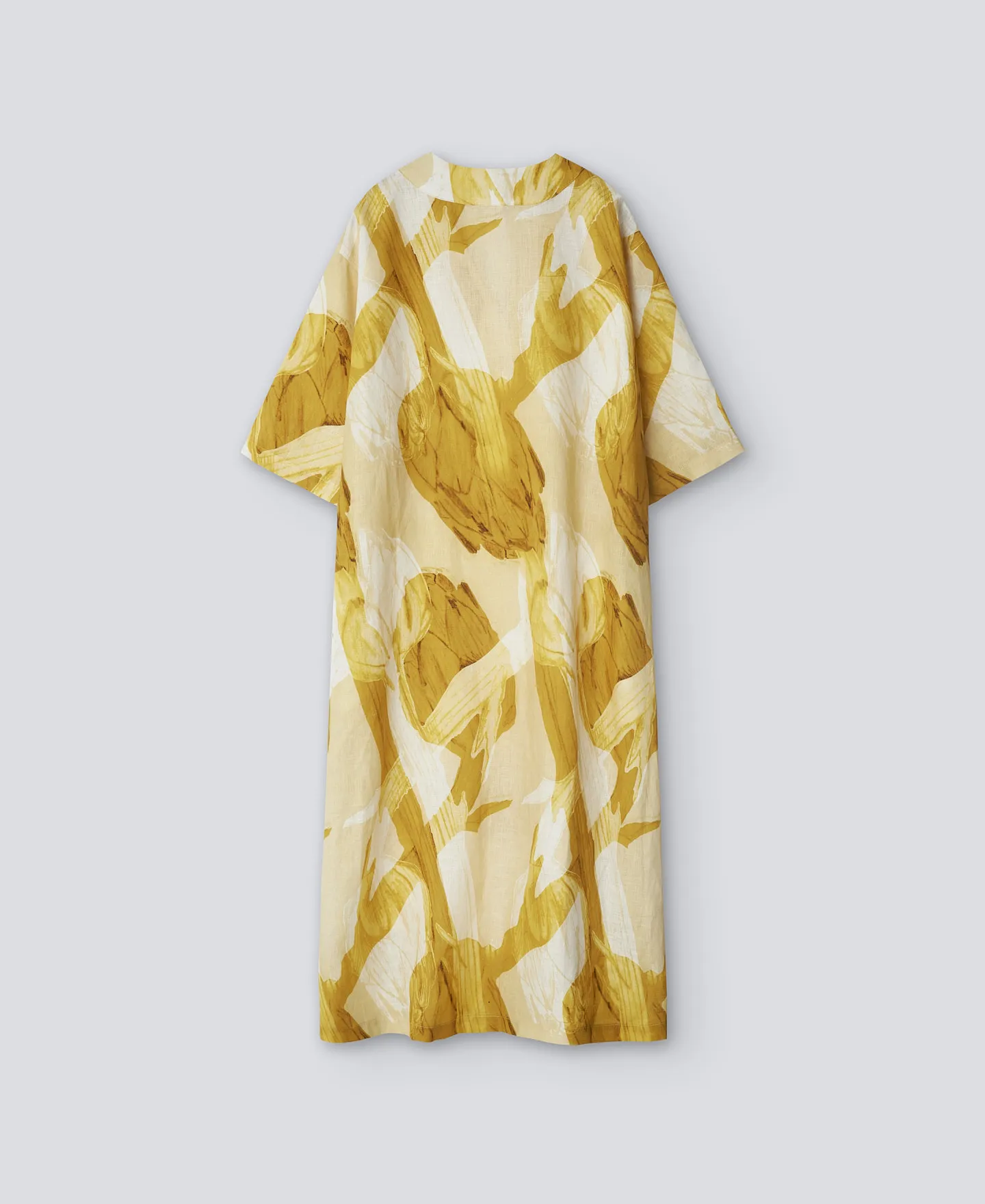 Yellow printed dress woman