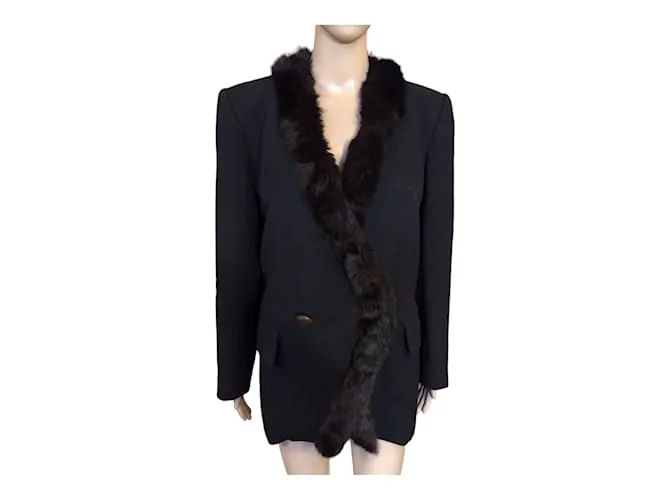 YVES SAINT LAURENT Chaquetas T.fr 40 Piel Negro 