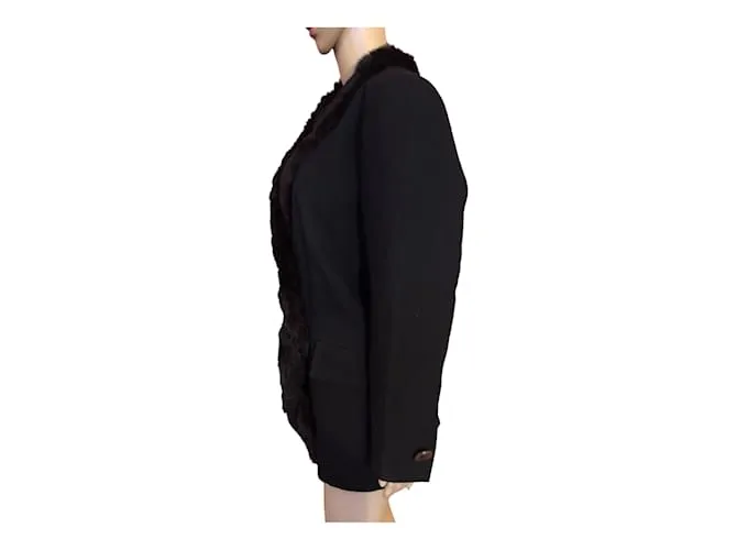 YVES SAINT LAURENT Chaquetas T.fr 40 Piel Negro 