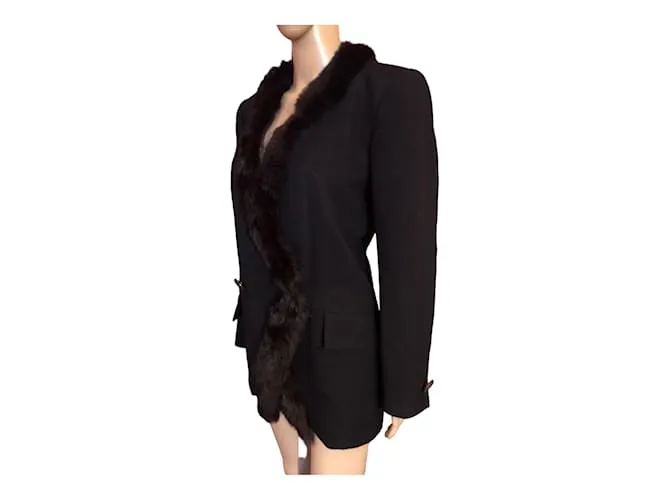 YVES SAINT LAURENT Chaquetas T.fr 40 Piel Negro 