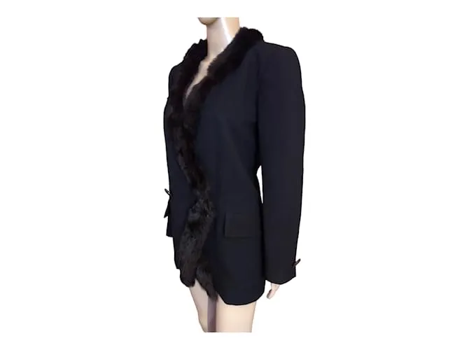 YVES SAINT LAURENT Chaquetas T.fr 40 Piel Negro 