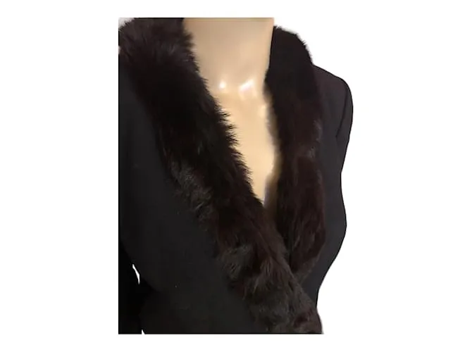 YVES SAINT LAURENT Chaquetas T.fr 40 Piel Negro 