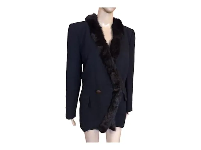 YVES SAINT LAURENT Chaquetas T.fr 40 Piel Negro 