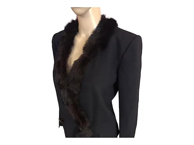 YVES SAINT LAURENT Chaquetas T.fr 40 Piel Negro 