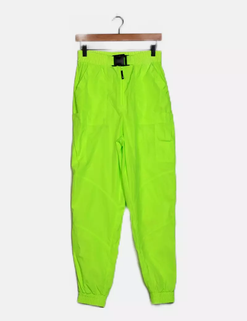 Zara Pantalón cargo verde flúor